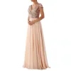 Dress Maxi Dress Stylish Temperament Evening Dress Luxury Shiny Sequins Chiffon Splicing Bridesmaid Dress for Banquet