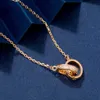 Designer Charm Carter Double Ring Necklace V Gold Plated 18K Buckle Simple Pendant CLAVICLE CHAIN ​​KVINNA KVINNA