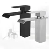 Bathroom Sink Faucets Basin Faucet Black Waterfall Mixer Tap Brass Stainless Steel And Cold