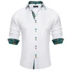 Luxury White Solid Mens Dress Shirt Long Sleeve Fashion Contrast Cuff and Collar Men Clothing Social Shirts Blouse 240305