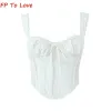 Camis Spice Girls Sexy Chest Bow White Camisole Lace Splicing Lace Up Tank Top Zip Slim Corset Wine Red Top