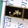 Brincos de garanhão Panaoben 925 prata esterlina para mulheres estrela oca diamante cravejado tridimensional piercing de parafuso em forma de U