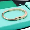 Designer Lock Horseshoe Titanium Steel Half Diamond Bracelet Rose Gold Jewelry