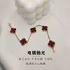 V bangle High version V Golden Fan Family Four Leaf Grass Five Flower Bracelet Female 18k Rose Golden Shell Mother Handmade Jewelry Live Broadcast