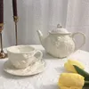 Ensemble de tasses à thé britanniques, tasse à café en relief rétro, vaisselle, bouilloire, tasse et plat, fournitures pour la maison, Style cour européenne, ustensiles de cuisine, cadeau 240220