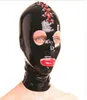 Cagoules en Latex noir, combinaisons de Cosplay, masque de fête, conception élastique, équipement de Bondage sexy, contraintes Bdsm, 9187441