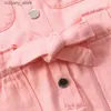 Macacões bebê menino menina romper jean infantil criança criança botão macacão manga curta casual verão primavera roupas de bebê 1-6y l240307