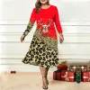 Dress Christmas Elk Dress For Women 3d Colour Blocking Print Imitation Cotton Dress Winter Oversized Female Party Long Sleeve Dresses