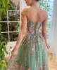 Sage Green Tulle Prom Dresses for Teens Girls with Pink Lace Embroideries TeaLength Birthday Party Dress ALine 240227