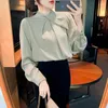 Women's Blouses Long Sleeve Chiffon Blouse Shirt Women Blusas 2024 Mock-neck Office Lady Tops Female S21