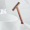 Robinets de lavabo de salle de bains en or rose, robinet de lavabo en laiton massif, mitigeur froid à poignée unique, robinet de lavabo à montage sur pont, nickel noir chrome