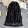 Spódnice Tigena Vintage Patchwork Lace Tiul Long Spódnica dla kobiet 2024 Spring Contrast Linia Linia Wysokie talia Maksi -warstwacznia Kobieta