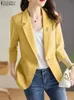 ZANZEA élégant femmes Blazer costumes été revers cou 34 manches minces manteaux décontracté bureau vêtements de travail solide OL vêtements d'extérieur Cardigan 240226