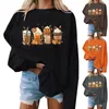 Kvinnors hoodies halloween tröja färgade skrämmande fyra pumpor roliga höstkvinnor långärmad jumper tröjor