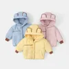Пуховое пальто, зимняя корейская версия для девочек, свободная и милая утолщенная теплая короткая хлопковая одежда для детей 0–6 лет