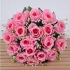 Flores decorativas 18 cabeças flor feliz real natural simulado rosa pogal po presente casa