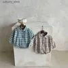 Jumpsuits Plaid Long Sleeve Button Spring Summer Cotton Infant Rompers Turn Down Collar Fashion Streetwear Baby Romper Unisex L240307