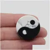 Pietra Pietra Naturale Ossidiana Howlite Bianco e Nero Tai Chi Yin Yang Gossip Fascino Bagua Logo Maniglia Pezzo Decorativo Gingillo Goccia De Dhkau