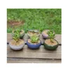 Pratiche fioriere rotonde in ceramica da giardino traspiranti mini fioriere per piante grasse da tavolo domestiche. Spedizione gratuita