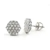 Fina smycken Sterling Silver Round Cut Moissanite Diamond Earrings White Gold Color Men Stud For Women