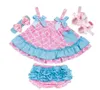 Baby Blumenkleid Anzug Prinzessin Rüschen Sling Kleid Dot Splice Taschenoberteile Kinder Freizeitkleidung Mädchen elastische Falten PP Hosen 08270091