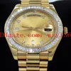 Luxury Men's Wrist Watches Day-Date II Presi 218238 18K Yellow Gold Baguettes Diamond 36mm Automatisk mekanisk rörelse Mens210s
