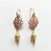 Dangle Earrings FUWO Natural Shell Earring Hollow Flower Pattern Ethnic Geometric Golden Spiral Charm Jewelry For Wonen ER528 5Pcs/Lot