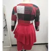 ドレス秋の冬のパッチワークプラスサイズファッションセクシーなヒップパッケージドレス長袖プリント不規則なフリルシックな特大のボディコン