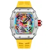 Horloges Mode Mannen Quartz Horloges Kongo 68-01 Graffiti Wijzerplaat Rode Band Auto Datum Lichtgevende Hand Siliconen Band Sport polshorloge