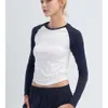 LU-1018 YOGA TOP Långärmad skjorta för kvinnors hudvänliga löpande fitness sport tees träning bär gymkläder