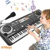 Kinderen elektronisch pianotoetsenbord Draagbaar 61 toetsenorgel met microfoon Onderwijsspeelgoed Muziekinstrument Cadeau voor kind Beginner 240226