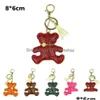Keychains Lanyards Delicate Orange Cute Novty Car Keychain Jewelry Bag Accessories Charm Leather Bear Key Ring Holder KeyFob Jewe Dhgrm