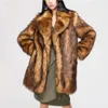 Autumn And Winter New Women's Fur Imitation Fox Hair Mid Length Coat Thickened Warm Windbreaker Large 583951