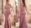 Sexy Pink Mermaid Prom Dresses for Women Off Shoulder Tassel Beadings Formal Wear Evening Party Birthday Party Second Reception Pageant Special Occasion Gowns