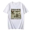 Radiohead Print T koszule dla mężczyzn retro swobodne koszulki Summer 100% bawełniane krótkie topy rockowe tee streetwearne Y2K Ubrania 240227