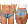 Robes d'extérieur, entrejambe ouvert, short en Denim bleu pour femmes, fermeture éclair Invisible, grande taille, bas en jean, pantalons Sexy, Costumes exotiques