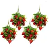 Decorative Flowers Simulation Strawberry Bouquet Branch Faux Fruits Adorn Artificial Plastic Office Decor