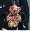 Keychains Internet Celebrity Ins Cool Punk Bloody Plush Bear Keychain Halloween skadad Animal Doll