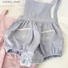 Jumpsuits Newborn Baby Girls Jumpsuit Flying Sleeve Cotton Flower Embroidery Toddler Baby Girl Bodysuits Pocket Baby Girls Clothes Summer L0309