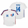 Anpassad basebolltröja Montreal Expos 14 Pete Rose 49 Warren Cromartie 4 Delino Deshields 33 Larry Walker 37 Steve Rodgers 51 Randy Johnson Stitched Blue White