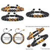 Corrente de pedra natural pulseira amarelo tigre olho fosco casal grânulo pulseiras ajustáveis ​​para homens mulheres jóias gota entrega jóias br dhq8j