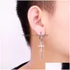 Dangle & Chandelier Update Cross Chain Tassel Hip Hop Earrings Dangle Stainless Steel No Hole Clip On Ear Rings Fashion Jewelry For W Dhyvu