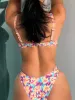 Conjunto roxo amarelo impresso maiô mulher 2023 sexy underwire vneck bikini cintura alta duas peças de banho sem costas praia maiô