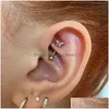 Gioielli sopracciglio 16G Piercing al sopracciglio Rook Orecchino Daith Anello aderente Curvo Barbell Trago Stud Forward Helix Piercing Cartilagine Gioiello Dh4D5