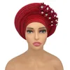 Ethnic Clothing 2024 African Headtie Turban Nigeria Head Ties With Flowers Already Made Auto Gele Women Wraps For Wedding Party