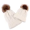 Berets Winter Pom Beanies Hüte Kinder Stricken Casual Hut Für Mama Baby Eltern-Kind Pompon Caps Skullies All-match