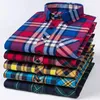 S~8XL Plus Size 100% Pure Cotton Mens Shirt Long Sleeve Soft Light Luxury High Quality Fashion Plaid Business Casual Mens Wear 240307