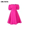 Kleid CM.YAYA Frauen Mode Laterne Halbe Hülse Oneck Große Schaukel Prom Kleid 2023 Sommer INS Club Abend Sexy Party Kleider Vestidos