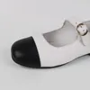 Czarny Japońsko -Korator 491 Skórzany styl zwyczajny oryginalne buty i biały ing Mary Jane Women's Flat Bottom Ballet 224