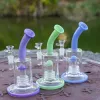 Bong in vetro inebriante da 5 mm Narghilè Gabbia per uccelli Perc Viola Blu Verde Rosa Tubi per acqua Bong Cupola Piattaforme petrolifere Paraspruzzi Dab Rig Tubo piegato Tubo LL